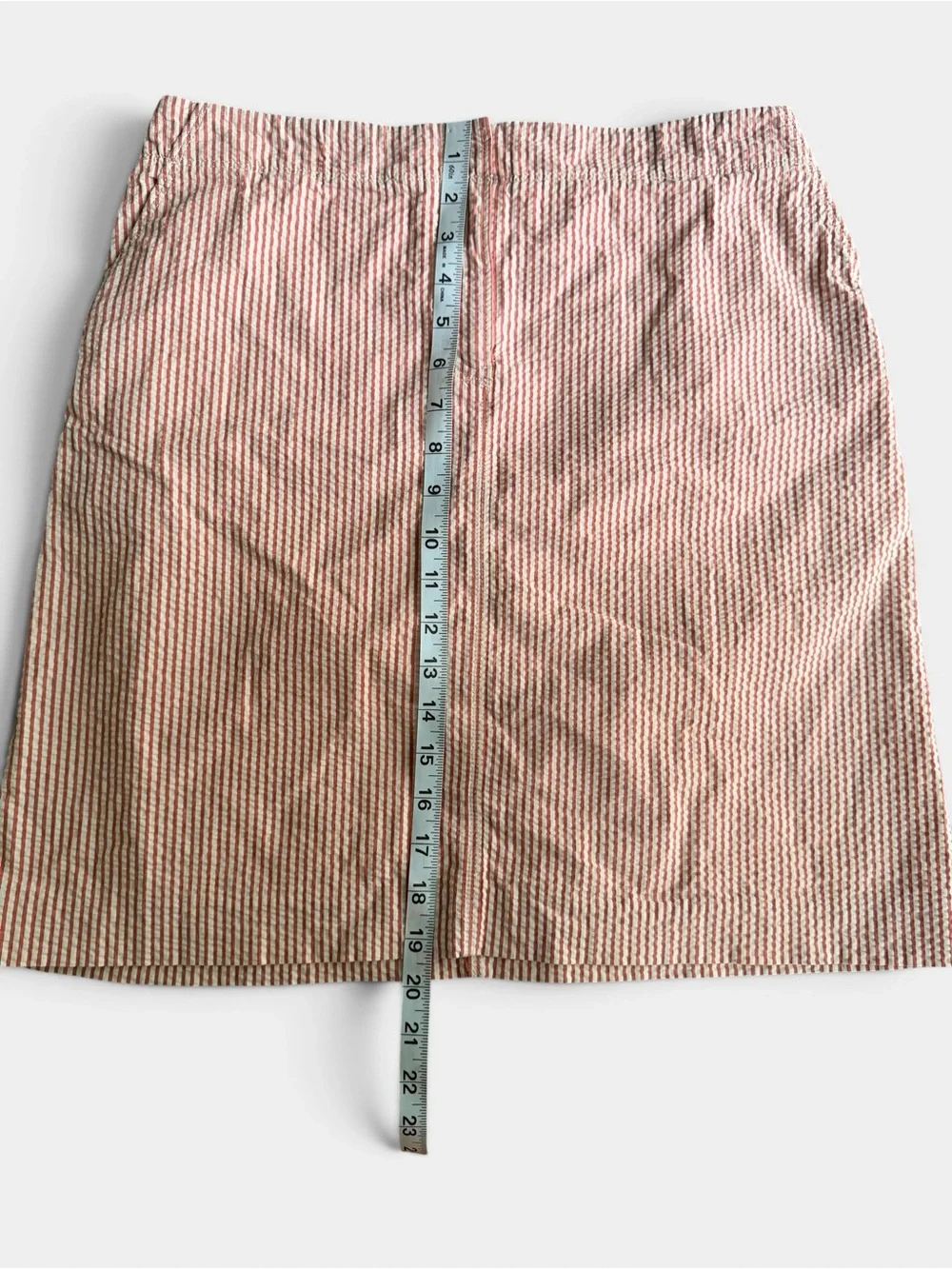 J.Crew Stretch Red & White Seersucker Skirt | Estimated Women’s Size 8